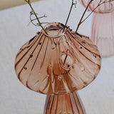 Decorative Mushroom Vase Glass Vase Creative Home Hydroponic Flower Pot Brown