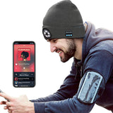 Wireless Bluetooth Beanie Hat with Head Light Wireless Stereo Headphone Dark Grey