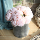 1 x 5 Heads Artificial Flower Fake Peonies Silk Home Wedding Party Decor-Light Pink