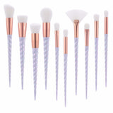 10 Pcs/Set Muiticolour spiral unicorn makeup brushes