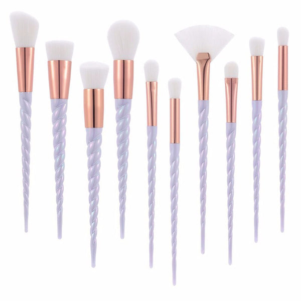 10 Pcs/Set Muiticolour spiral unicorn makeup brushes