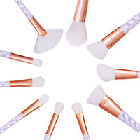 10 Pcs/Set Muiticolour spiral unicorn makeup brushes