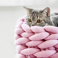 Cotton Knitted Pet Bed Basket Warm Soft Woven Cat Nest Cozy Cuddler for Dogs and Cats