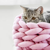 Cotton Knitted Pet Bed Basket Warm Soft Woven Cat Nest Cozy Cuddler for Dogs and Cats