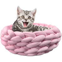 Cotton Knitted Pet Bed Basket Warm Soft Woven Cat Nest Cozy Cuddler for Dogs and Cats