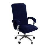 Thickened Office Chair Cover Stretch Velvet Seat Chair Protector with Armrest Covers Navy