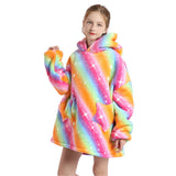 FancyGrab Kids Oversized Wearable Blanket Sherpa Fleece Hoodie Sweatshirt Blanket for Boys Girls Style 2