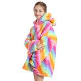 FancyGrab Kids Oversized Wearable Blanket Sherpa Fleece Hoodie Sweatshirt Blanket for Boys Girls Style 2