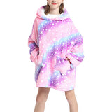 FancyGrab Kids Oversized Wearable Blanket Sherpa Fleece Hoodie Sweatshirt Blanket for Boys Girls Style 3