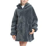 FancyGrab Kids Oversized Wearable Blanket Sherpa Fleece Hoodie Sweatshirt Blanket for Boys Girls Style 4