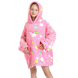 FancyGrab Kids Oversized Wearable Blanket Sherpa Fleece Hoodie Sweatshirt Blanket for Boys Girls Style 1