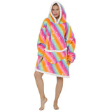 Oversized Wearable Blanket Sherpa Fleece Hoodie Sweatshirt Blanket for Adults Colorful