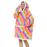 Oversized Wearable Blanket Sherpa Fleece Hoodie Sweatshirt Blanket for Adults Colorful