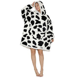 Oversized Wearable Blanket Sherpa Fleece Hoodie Sweatshirt Blanket for Adults Cow Style