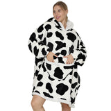 Oversized Wearable Blanket Sherpa Fleece Hoodie Sweatshirt Blanket for Adults Cow Style