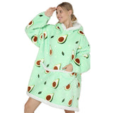 Oversized Wearable Blanket Sherpa Fleece Hoodie Sweatshirt Blanket for Adults Avocado Style