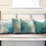 4 Pcs Set Marble Texture Turquoise and Gold Silver Pillow Covers