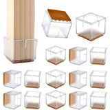 16pcs Chair Leg Floor Protectors Silicone Soft Square Round Covers with Glide Pads-Square