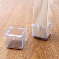 16pcs Chair Leg Floor Protectors Silicone Soft Square Round Covers with Glide Pads-Square