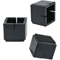 16pcs Chair Leg Floor Protectors Silicone Soft Square Covers with Glide Pads