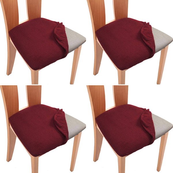 Set of 4 Pcs Stretch Dining Chair Covers Wine Red