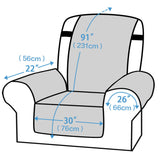 Waterproof Reversible Quilted Recliner Chair Cover Sofa Slipcover with Non Slip Strap Couch Protector Grey