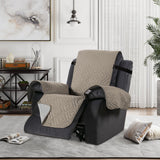 Waterproof Reversible Quilted Recliner Chair Cover Sofa Slipcover with Non Slip Strap Couch Protector Khaki