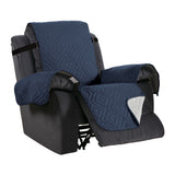 Waterproof Reversible Quilted Recliner Chair Cover Sofa Slipcover with Non Slip Strap Couch Protector Navy