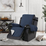 Waterproof Reversible Quilted Recliner Chair Cover Sofa Slipcover with Non Slip Strap Couch Protector Navy