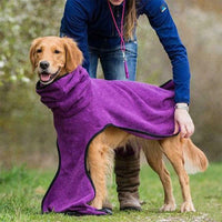 FancyGrab Pet Bathrobe Clothes Dog Towel Pullover Drying Robe Soft Super Absorbent Sleepwear Purple