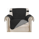 Waterproof Reversible Quilted Sofa Cover with Non Slip Strap for Single-Seat Black