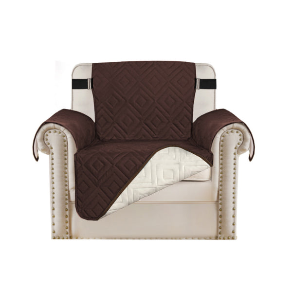 Waterproof Reversible Quilted Sofa Cover with Non Slip Strap for Single-Seat Coffee