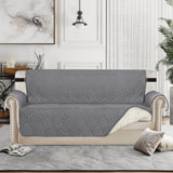 Waterproof Reversible Quilted Sofa Cover with Non Slip Strap for Three-seat Grey