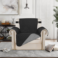 Waterproof Reversible Quilted Sofa Cover with Non Slip Strap for Single-Seat Black