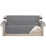 Waterproof Reversible Quilted Sofa Cover with Non Slip Strap for Three-seat Grey
