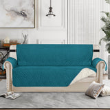 Waterproof Reversible Quilted Sofa Cover with Non Slip Strap for Double-seat Blue