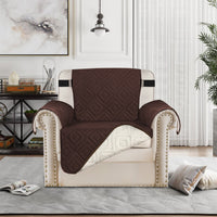 Waterproof Reversible Quilted Sofa Cover with Non Slip Strap for Single-Seat Coffee