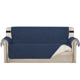 Waterproof Reversible Quilted Sofa Cover with Non Slip Strap for Three-seat Navy