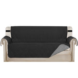Waterproof Reversible Quilted Sofa Cover with Non Slip Strap for Double-seat Black