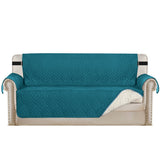 Waterproof Reversible Quilted Sofa Cover with Non Slip Strap for Double-seat Blue