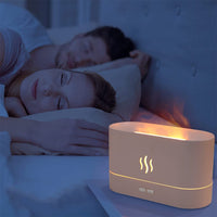 3D Flame Oil Diffuser Air Humidifier Noiseless Mist Aroma Diffuser White