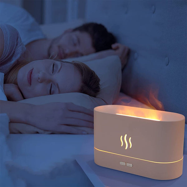 3D Flame Oil Diffuser Air Humidifier Noiseless Mist Aroma Diffuser White