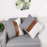 Stripe Patchwork Throw Pillow Cover Farmhouse Modern Square Cushion Cover – Style 1