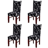 4Pcs Printed Chair Cover Washable Stretch Banquet Hotel Dining Room Office Chair Cover-Style 7
