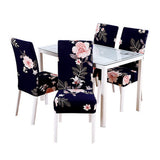 4Pcs Printed Chair Cover Washable Stretch Banquet Hotel Dining Room Office Chair Cover-Style 1
