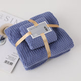 2Pcs Set Bath Towels Ultra Soft Bath Towel Kit Dark Blue