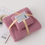 2Pcs Set Bath Towels Ultra Soft Bath Towel Kit Purple