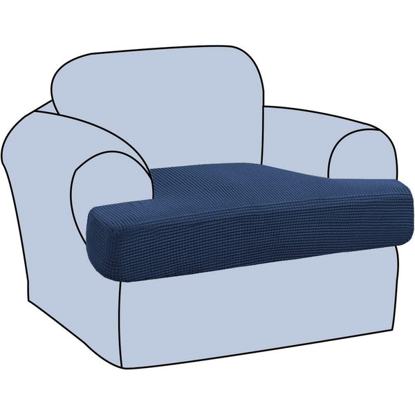 Stretch T Cushion Chair Sofa Slipcover T-Shape Cushion Covers Navy Blue-1 Seat