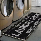 Farmhouse Laundry Room Rug Non Slip Waterproof Laundry Floor Mat Black-Small Size