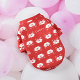 Cartoon Print Pet Clothes Hoodie Plus Velvet Dog Pajamas Bundle S Size-Red Fuwang and Zhang Qingxiong